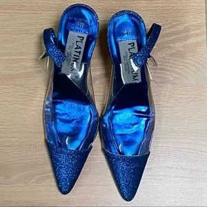 blue glitter dress shoes Let It Sparkle Mary Jane Glitter Shoes by Liv and Mia Blue / 8.5 main image 1